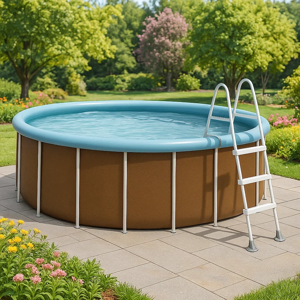 Piscine tubulaire ronde 296x95 cm, couleur marron/bleu avec échelle et filtre ySkjtMv231Wt-Meuzen