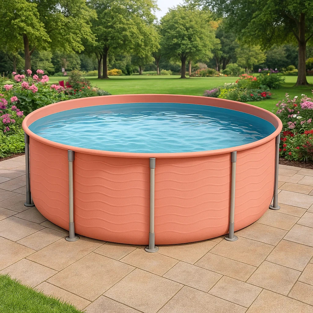 Piscine tubulaire ronde 296x95 cm rose, avec échelle et filtre AEEoaAD232kZ-Meuzen