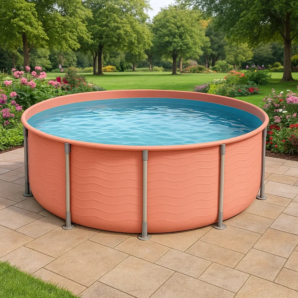 Piscine tubulaire ronde 296x95 cm rose, avec échelle et filtre AEEoaAD232kZ-Meuzen