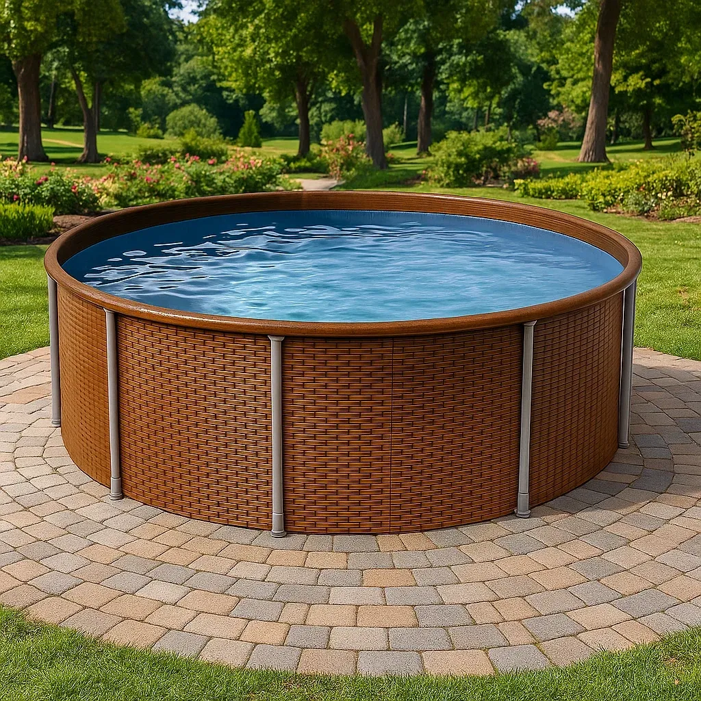 Piscine tubulaire ronde diamètre 296xh95 cm marron avec échelle avec filtre pwkftaD233rU-Meuzen