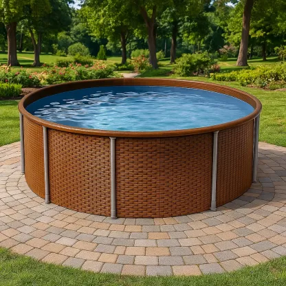 Piscine tubulaire ronde diamètre 296xh95 cm marron avec échelle avec filtre pwkftaD233rU-Meuzen