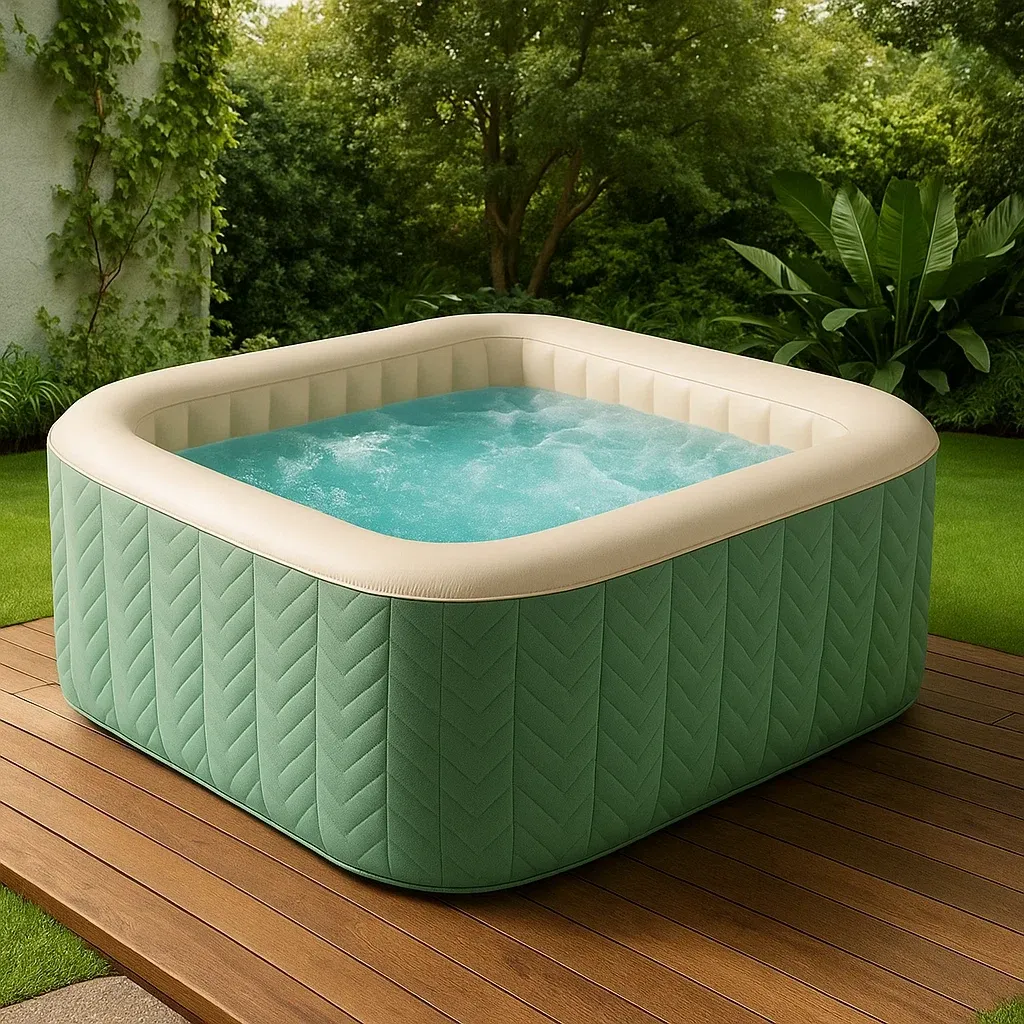Spa gonflable 180x180x68 cm vert/beige pour 4 personnes MDafQbu314YI-Meuzen