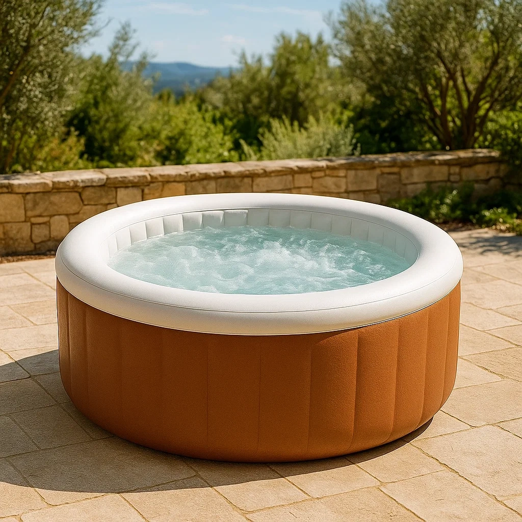 Spa gonflable 196x196x71 cm marron/blanc pour 4 personnes BDHMcOx320ow-Meuzen