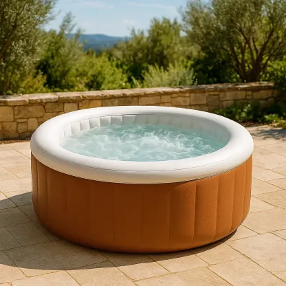 Spa gonflable 196x196x71 cm marron/blanc pour 4 personnes BDHMcOx320ow-Meuzen