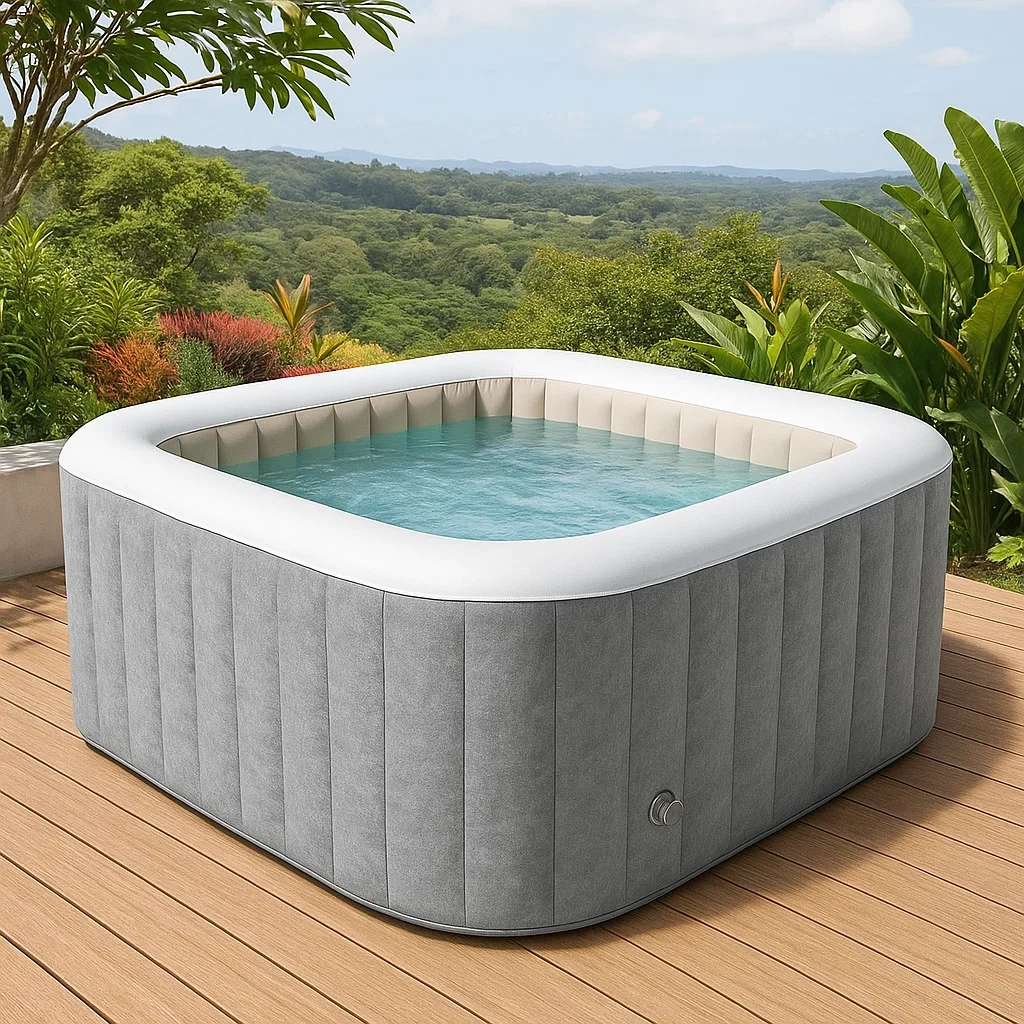 Spa gonflable 185x185x70 cm gris/blanc pour 6 personnes jNJflkp331oI-Meuzen