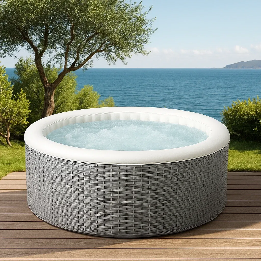Spa gonflable 180x180x66 cm gris/blanc 4 personnes jVwKHCf333TI-Meuzen