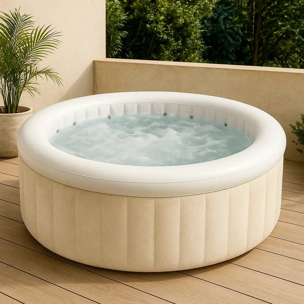 Spa gonflable 180x180x66 cm beige/blanc pour 4 personnes stHzhXZ337Ch-Meuzen