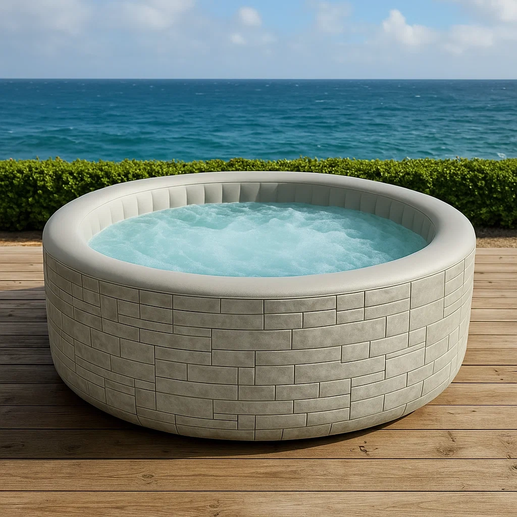 Spa gonflable 196x196x71 cm gris pierre/blanc, pour 4 personnes UlRLJjU342Jy-Meuzen