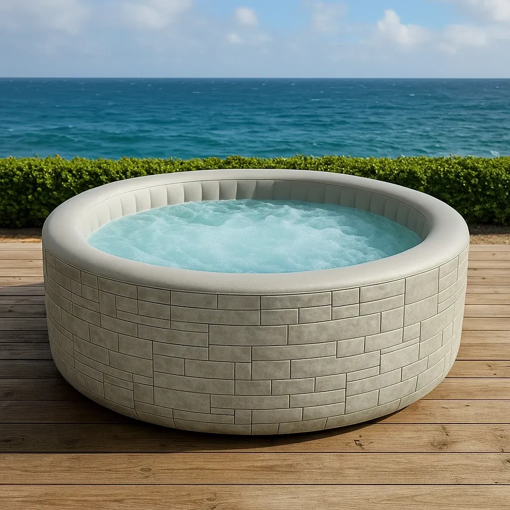 Spa gonflable 196x196x71 cm gris pierre/blanc, pour 4 personnes UlRLJjU342Jy-Meuzen