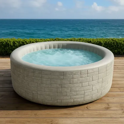 Spa gonflable 196x196x71 cm gris pierre/blanc, pour 4 personnes UlRLJjU342Jy-Meuzen