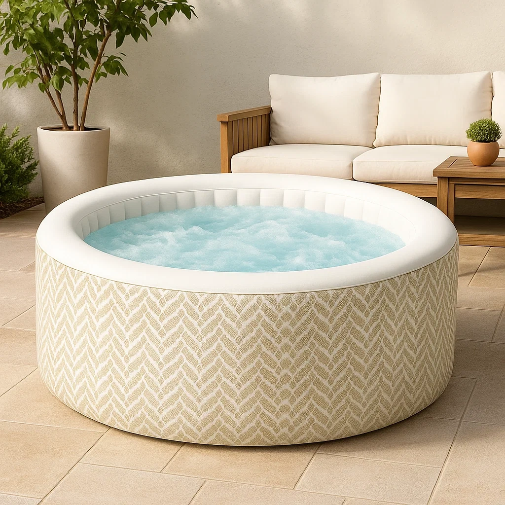 Spa gonflable 196x196x71 cm beige/Blanc, pour 4 personnes CJTekul348LC-Meuzen
