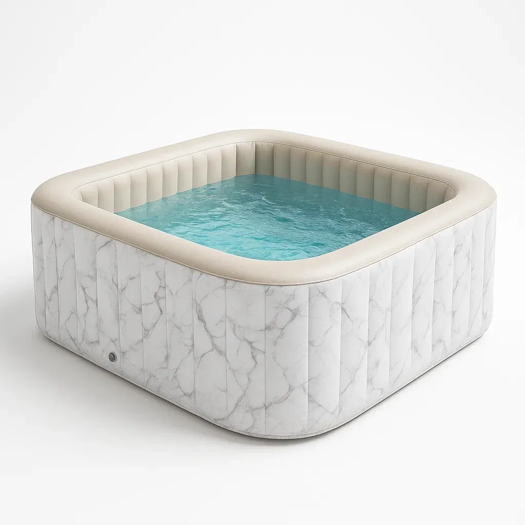 Spa gonflable 185x185x68 cm beige/gris marbré 4 personnes likcNaI297jL-Meuzen