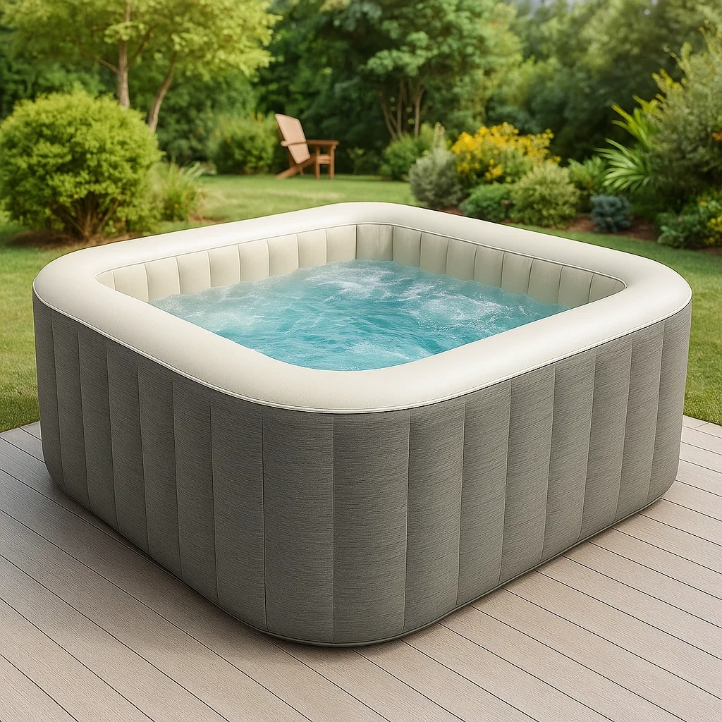 Spa gonflable 185x185x68 cm gris/blanc pour 6 personnes ElDblkP356ty-Meuzen