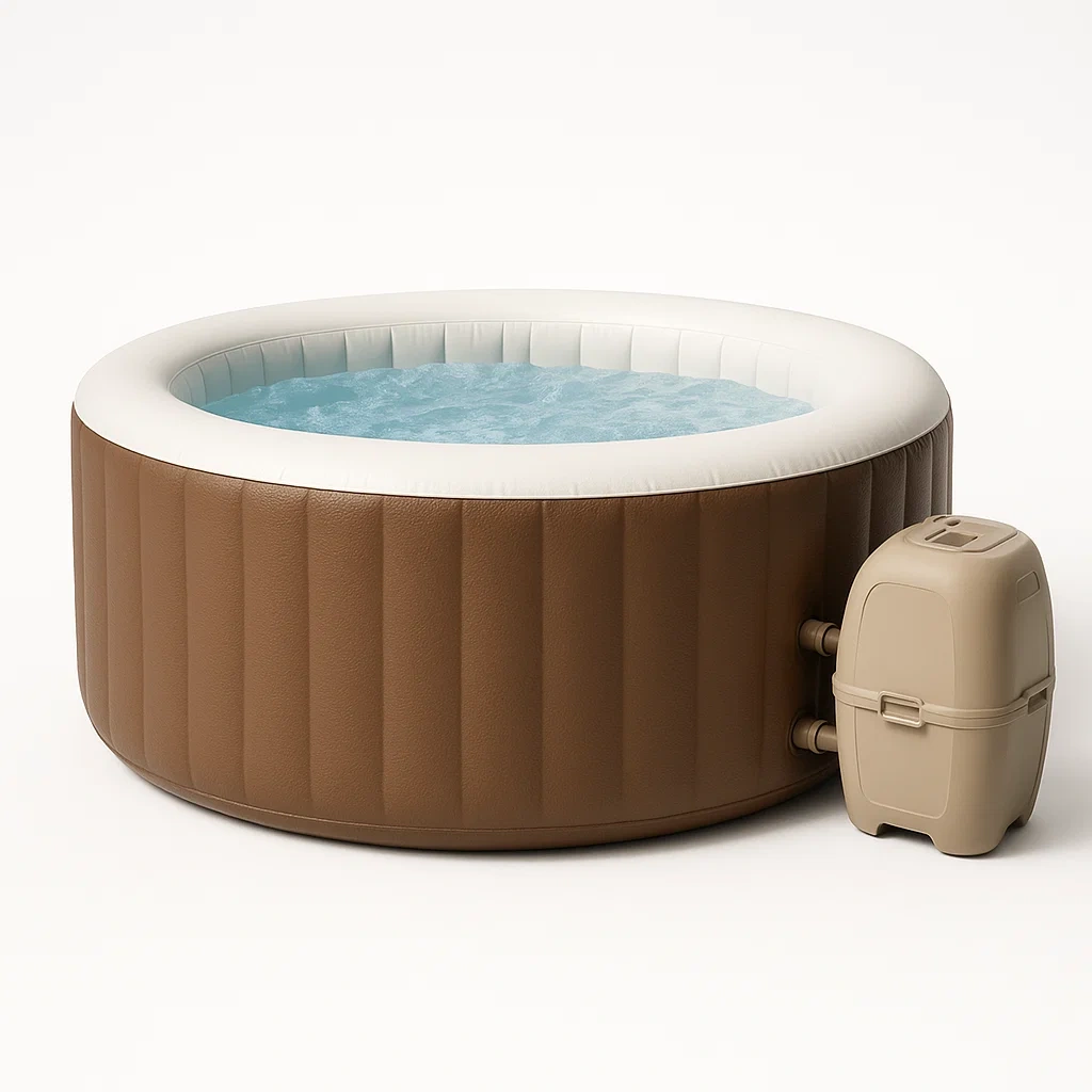 Spa gonflable 180x180x71 cm brun/blanc, pour 4 personnes gltmPOr300kN-Meuzen