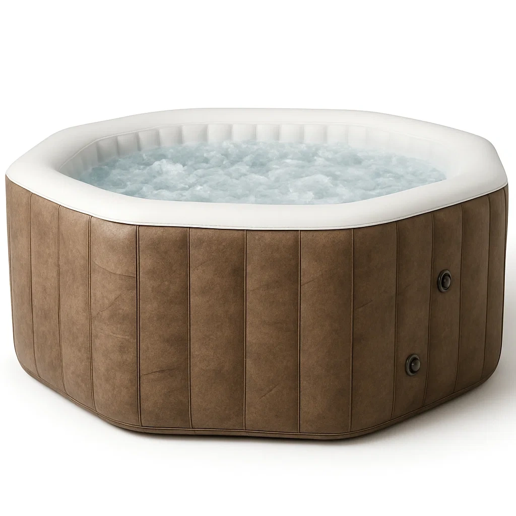 Spa gonflable 185x185x68 cm blanc/marron pour 4 personnes lcnGvPE308aD-Meuzen