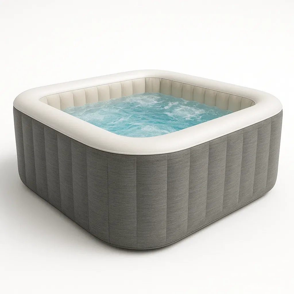 Spa gonflable 185x185x68 cm gris/blanc pour 6 personnes ElDblkP356ty-Meuzen
