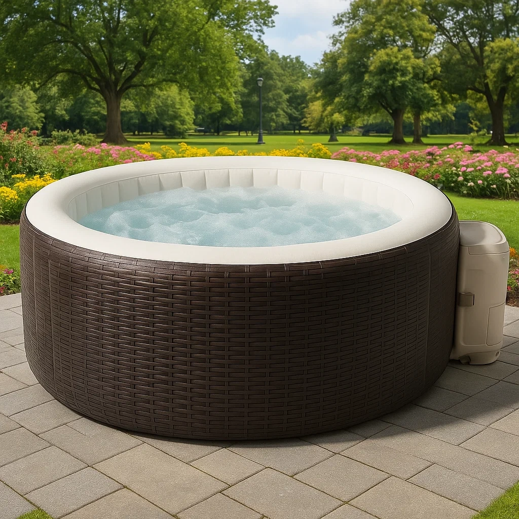 Spa gonflable 180x180x70 cm marron foncé/blanc 4 personnes ZMSPQIi285kj-Meuzen