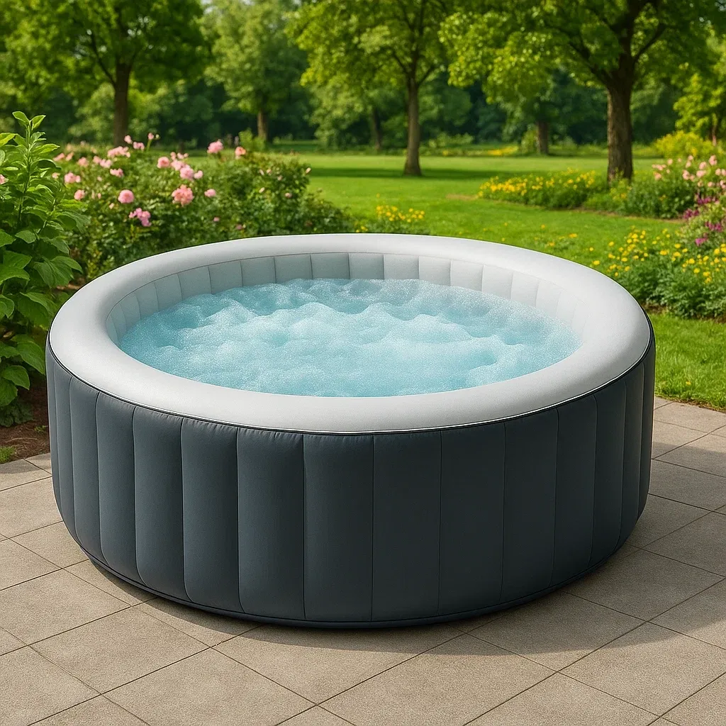 Spa gonflable 196x196x71 cm gris bleu foncé/blanc pour 4 personnes ucLaoXt289yD-Meuzen