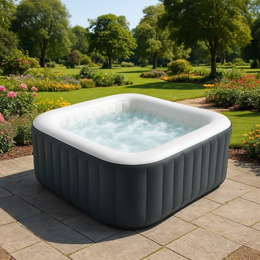 Spa gonflable 185x185x71 cm gris anthracite/blanc, pour 4 personnes wyIklHq294TQ-Meuzen