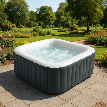 Spa gonflable 185x185x71 cm gris anthracite/blanc, pour 4 personnes wyIklHq294TQ-Meuzen