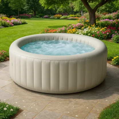 Spa gonflable 180x180x66 cm gris clair pour 4 personnes GgZisOb296AP-Meuzen