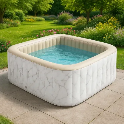 Spa gonflable 185x185x68 cm beige/gris marbré 4 personnes likcNaI297jL-Meuzen