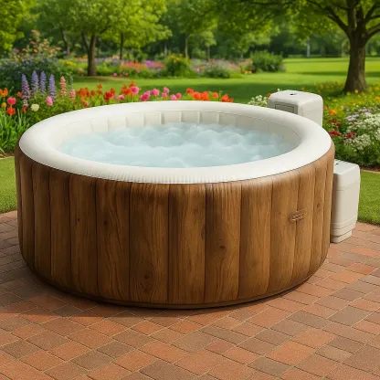 Spa gonflable 180x180x70 cm bois/blanc 4 personnes CLieUHo298ws-Meuzen