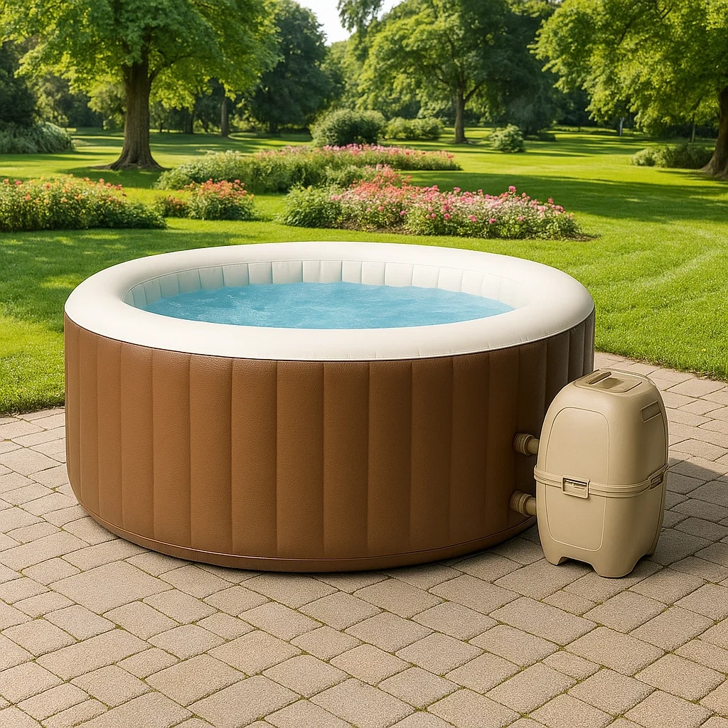 Spa gonflable 180x180x71 cm brun/blanc, pour 4 personnes gltmPOr300kN-Meuzen