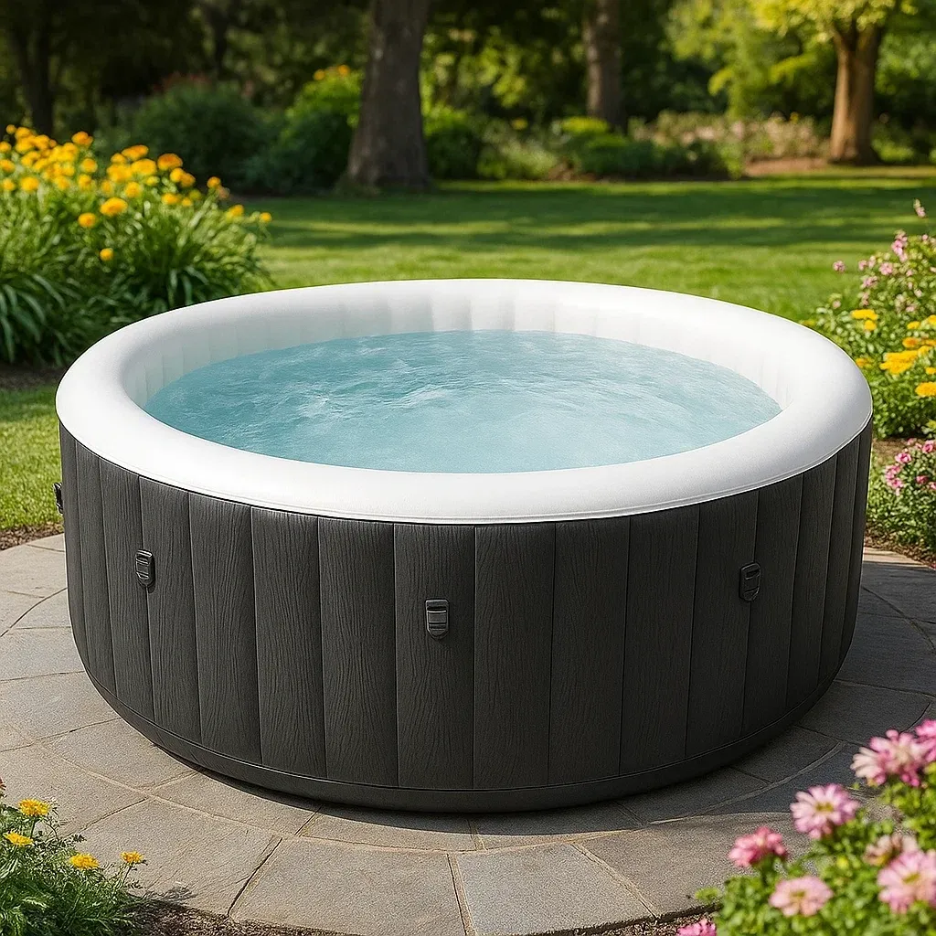 Spa gonflable 196x196x71 cm gris foncé/blanc pour 4 personnes xnfeJCS301kE-Meuzen