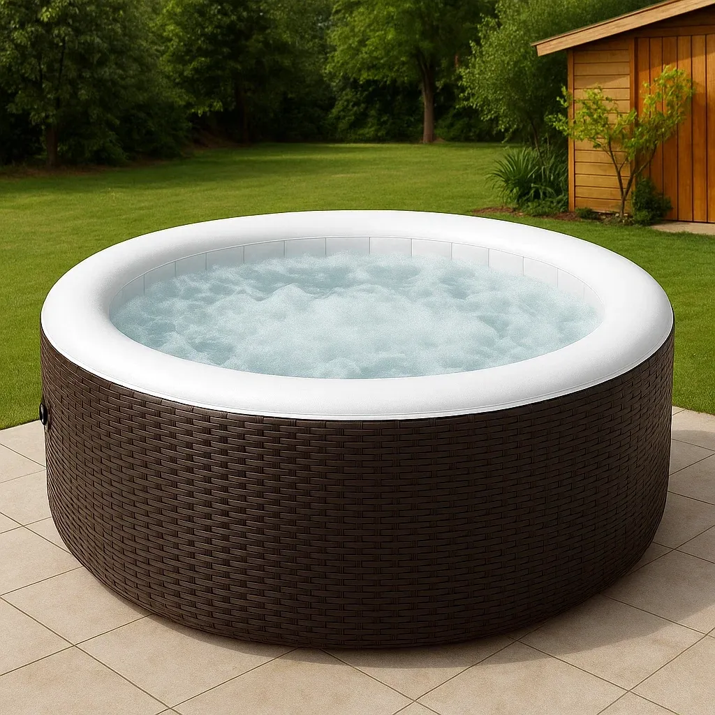 Spa gonflable 196x196x71 cm marron/blanc pour 4 personnes PpCNdrf307nI-Meuzen