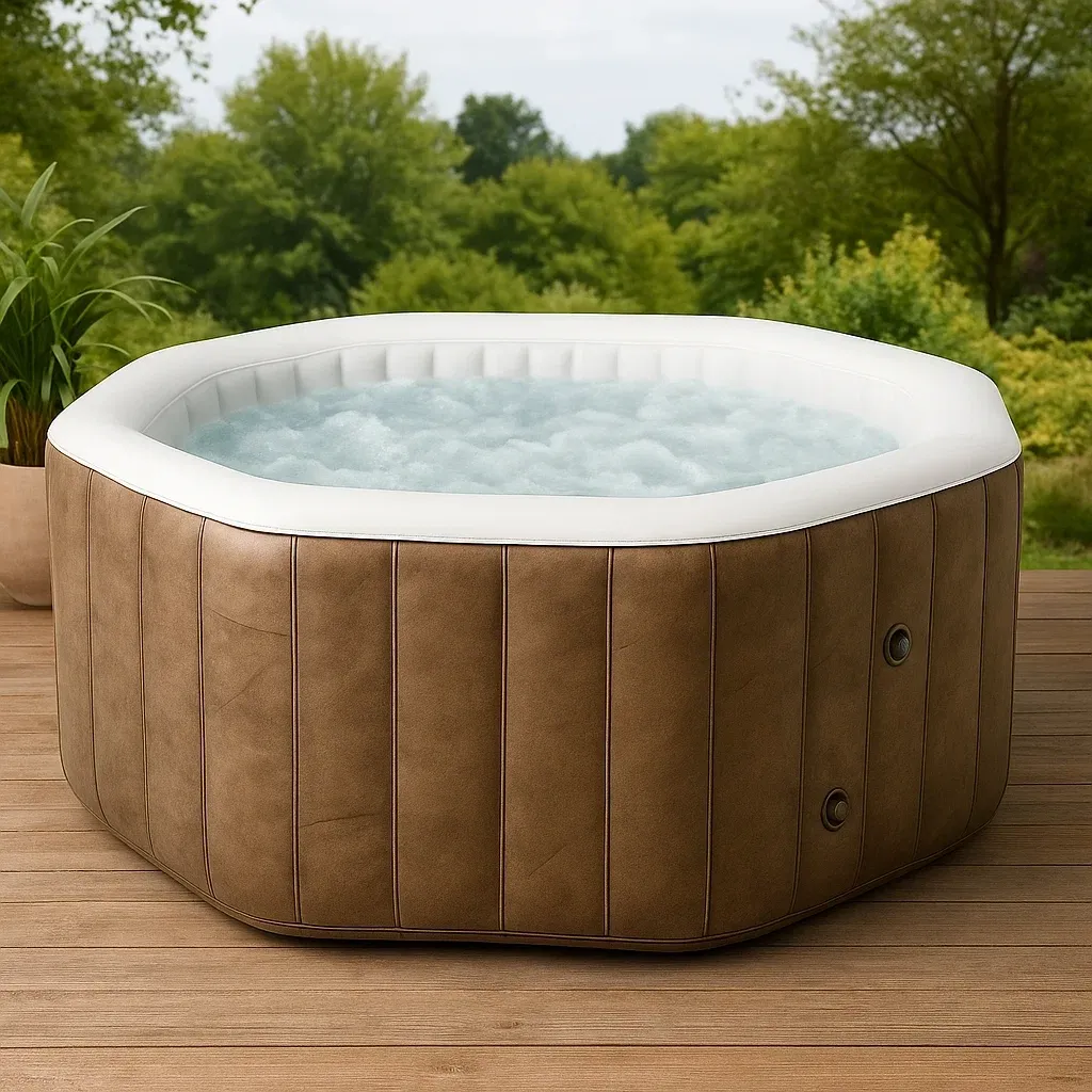 Spa gonflable 185x185x68 cm blanc/marron pour 4 personnes lcnGvPE308aD-Meuzen