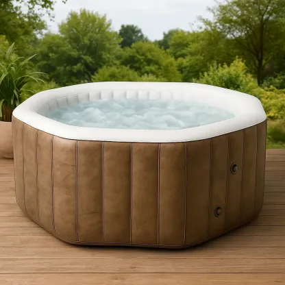 Spa gonflable 185x185x68 cm blanc/marron pour 4 personnes lcnGvPE308aD-Meuzen