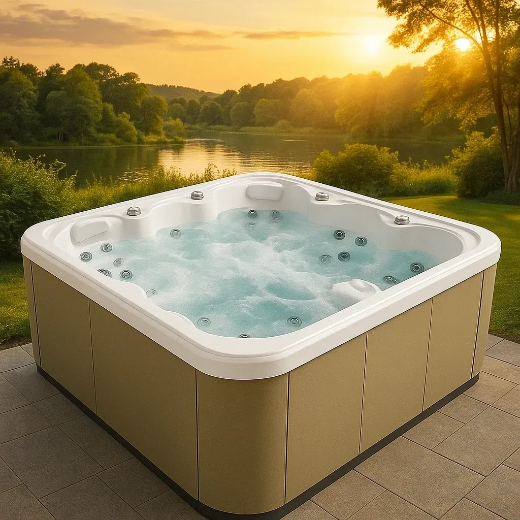 Spa rigide 215x215x90 cm beige/blanc pour 4 personnes azFcODP386lw-Meuzen