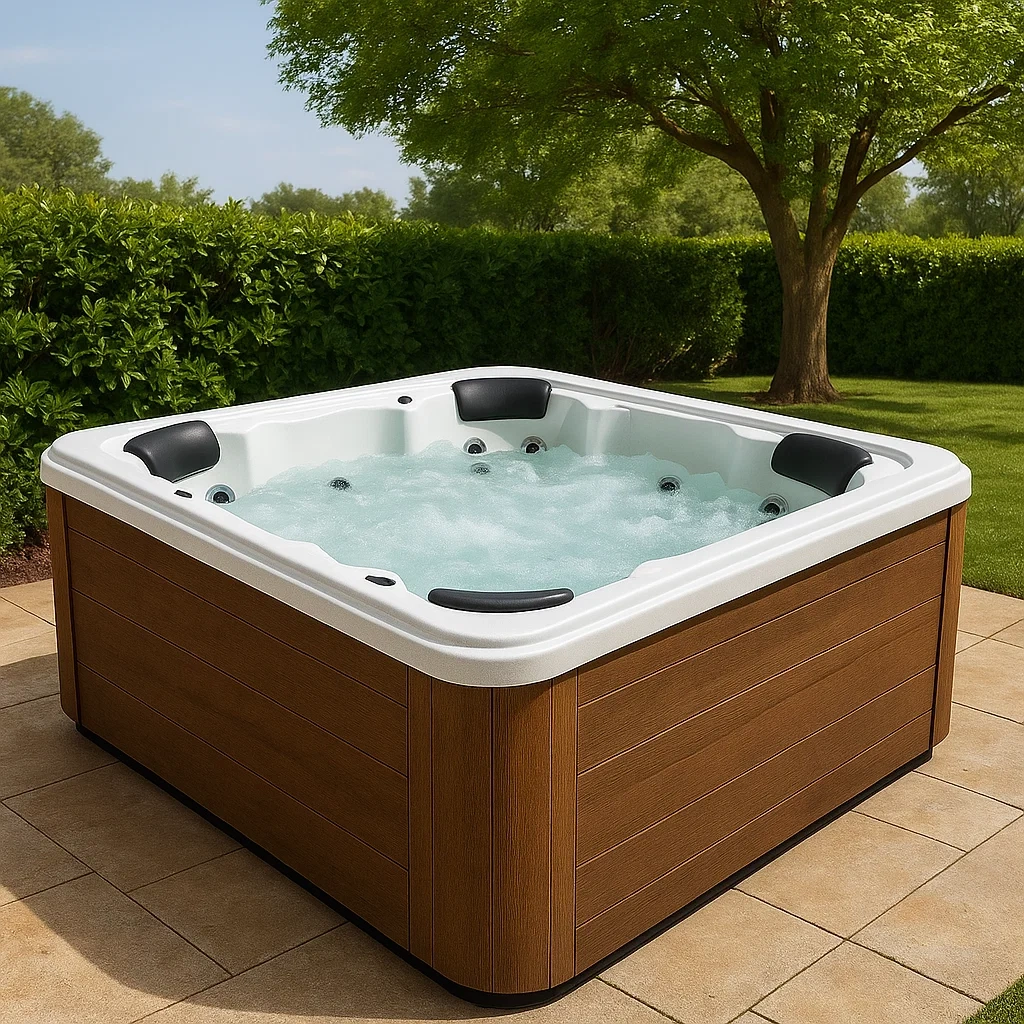 Spa rigide 200x200x85 cm bois foncé/blanc pour 4 personnes SsFiAtT397hL-Meuzen