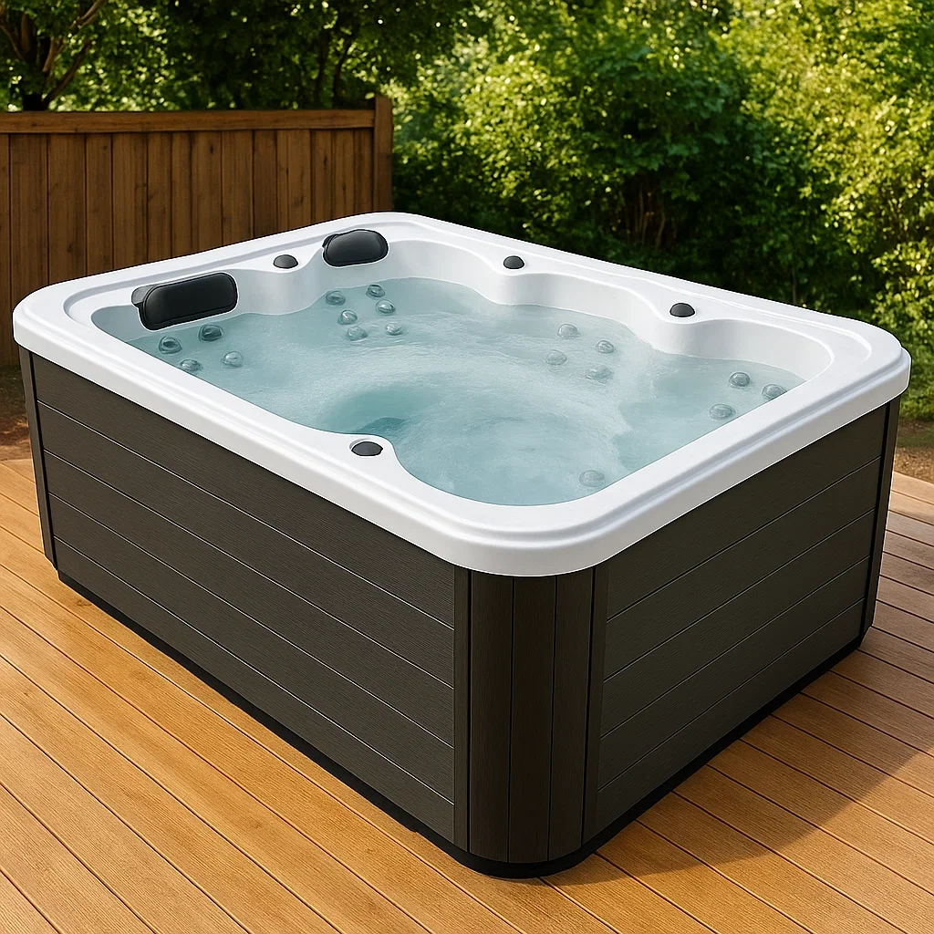 Spa rigide 185x125x75 cm noir/blanc 2 personnes BbsEiNB398SQ-Meuzen