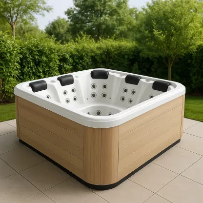 Spa rigide 210x210x85 cm bois clair/blanc pour 3 personnes kuBuskc401Ql-Meuzen