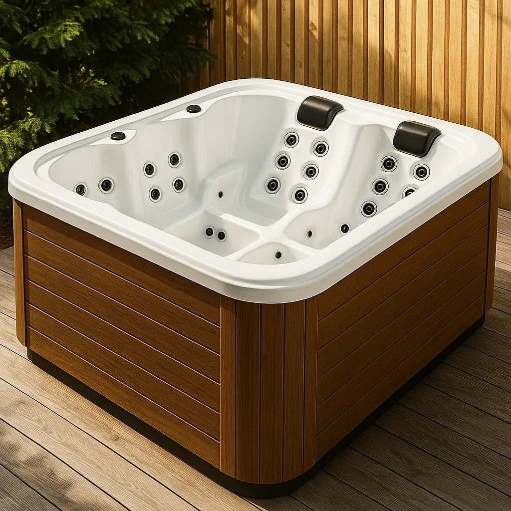Spa rigide 200x200x75 cm, Bois/Blanc, 2 personnes rAhJWjc402AZ-Meuzen