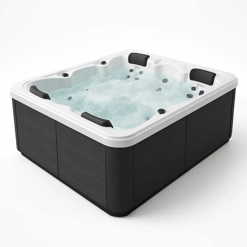 Spa rigide 180x120x80 cm noir/blanc pour 4 personnes ROrhneE368da-Meuzen