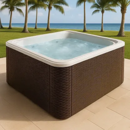Spa rigide 200x200x85 cm, tressé marron/blanc, 4 personnes BOyausu407XZ-Meuzen