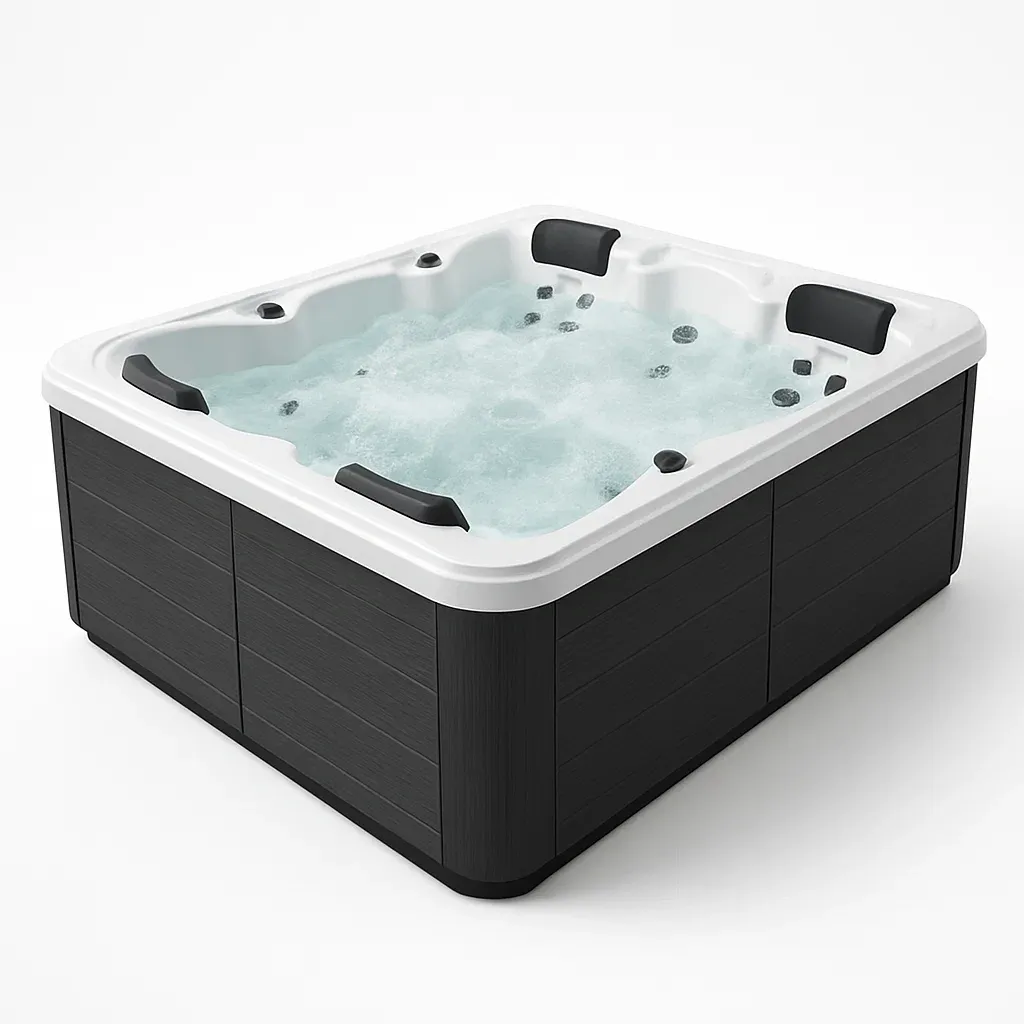 Spa rigide 180x120x80 cm noir/blanc pour 4 personnes ROrhneE368da-Meuzen