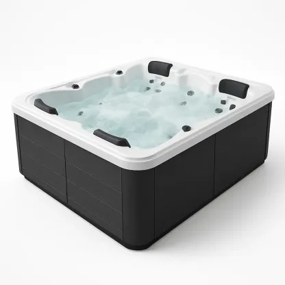 Spa rigide 180x120x80 cm noir/blanc pour 4 personnes ROrhneE368da-Meuzen