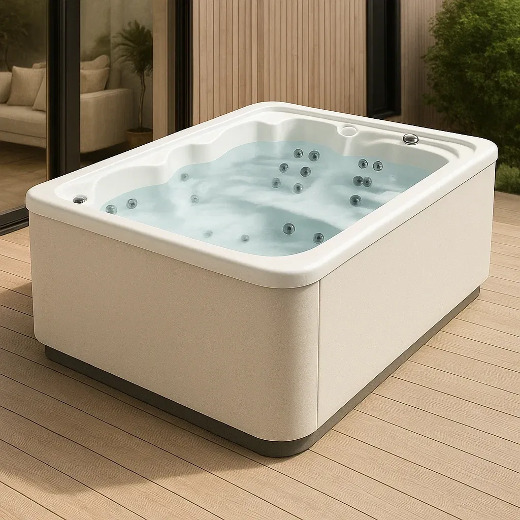 Spa rigide 180x180x65 cm, Beige/Blanc, 2 personnes MvtXnLa414UR-Meuzen