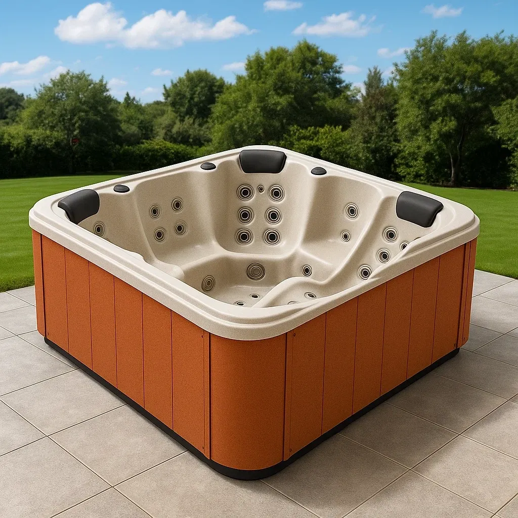 Spa rigide 210x210x85 cm Orange/beige pour 3 personnes lruqcJj419dz-Meuzen
