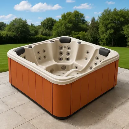 Spa rigide 210x210x85 cm Orange/beige pour 3 personnes lruqcJj419dz-Meuzen