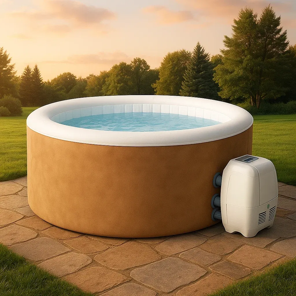 Spa rigide 180x180x70 cm marron clair/blanc pour 4 personnes xtnKRkz421mJ-Meuzen