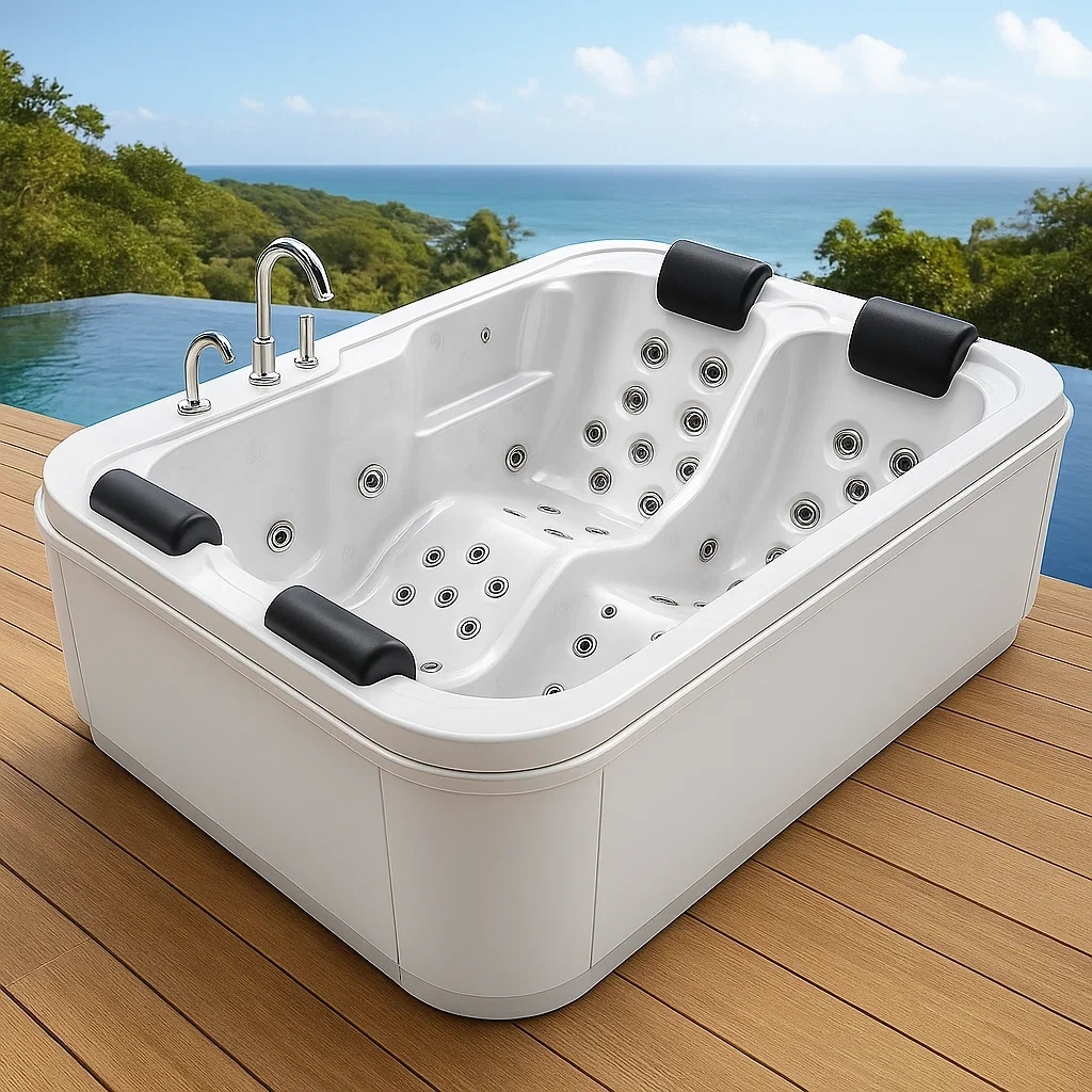 Spa rigide 190x120x80 cm blanc/noir 2 personnes hnnOLXW423Rv-Meuzen