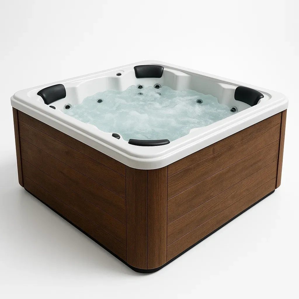 Spa rigide 200x200x85 cm bois foncé/blanc pour 4 personnes SsFiAtT397hL-Meuzen