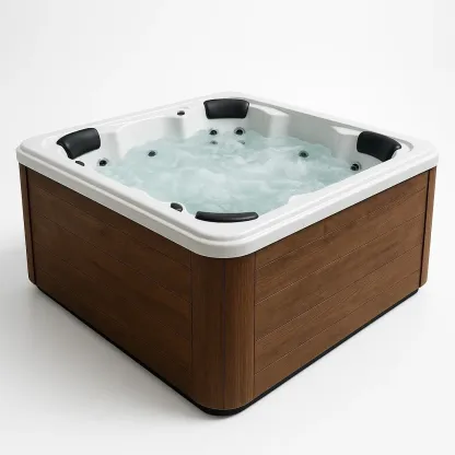 Spa rigide 200x200x85 cm bois foncé/blanc pour 4 personnes SsFiAtT397hL-Meuzen