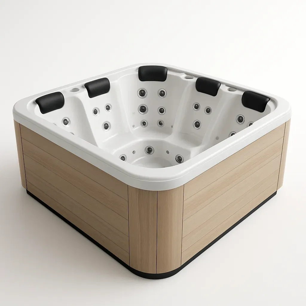 Spa rigide 210x210x85 cm bois clair/blanc pour 3 personnes kuBuskc401Ql-Meuzen