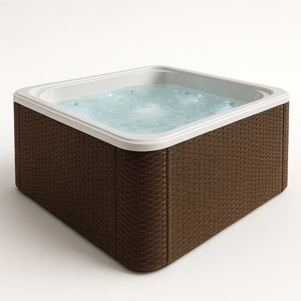 Spa rigide 200x200x85 cm, tressé marron/blanc, 4 personnes BOyausu407XZ-Meuzen
